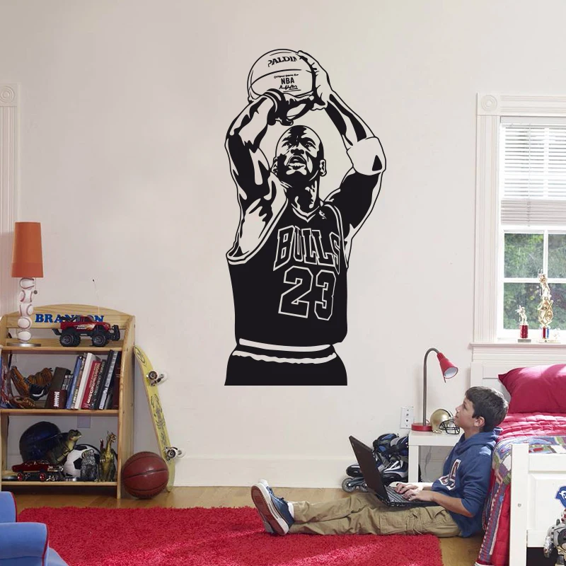 2018 New Design Michael Jordan Wall Sticker Vinyl DIY Home Decor Basketball Player Decals Sport Star For Kids Room Free Shipping