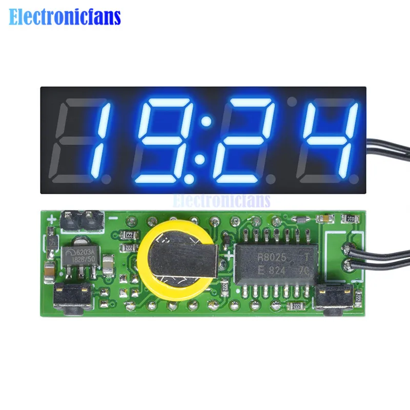 1Stks Blue DS3231SN 3 in 1 LED Digital Clock Temperature Voltage Module