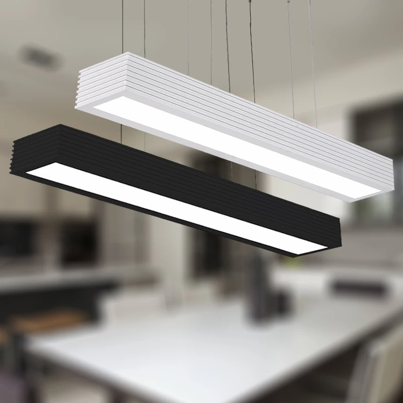 

Office study pendant lights LED restaurant lamp simple modern office pendant lamp black Nordic art rectangular office lamp BG4