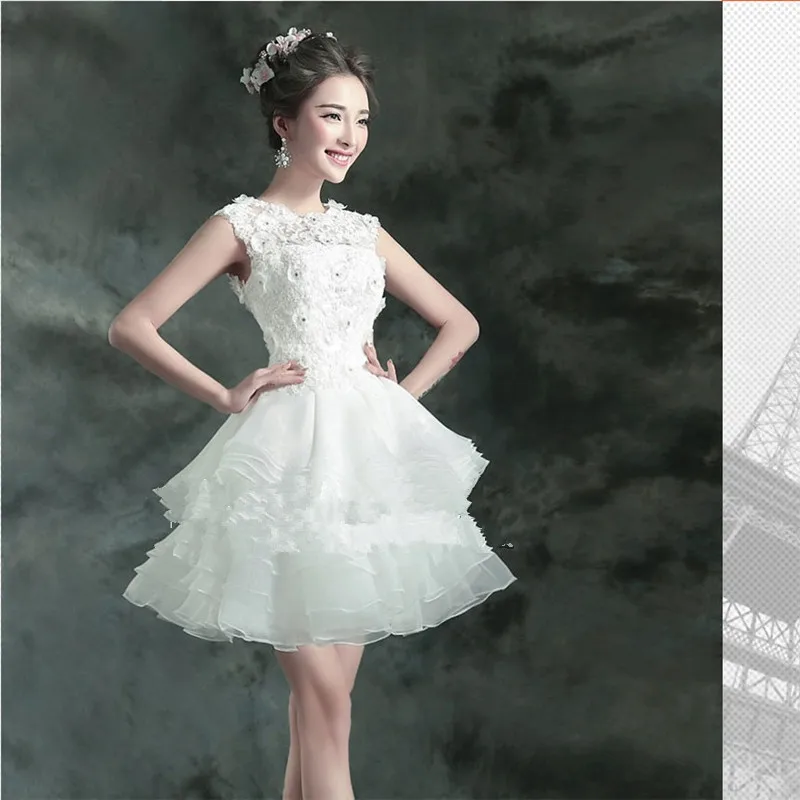 Белого цвета с О-образным вырезом с коротким вечерние, выпускные платья Бальные платья Класс Выпускной платье для выпускного вечера; robe de soiree TK691