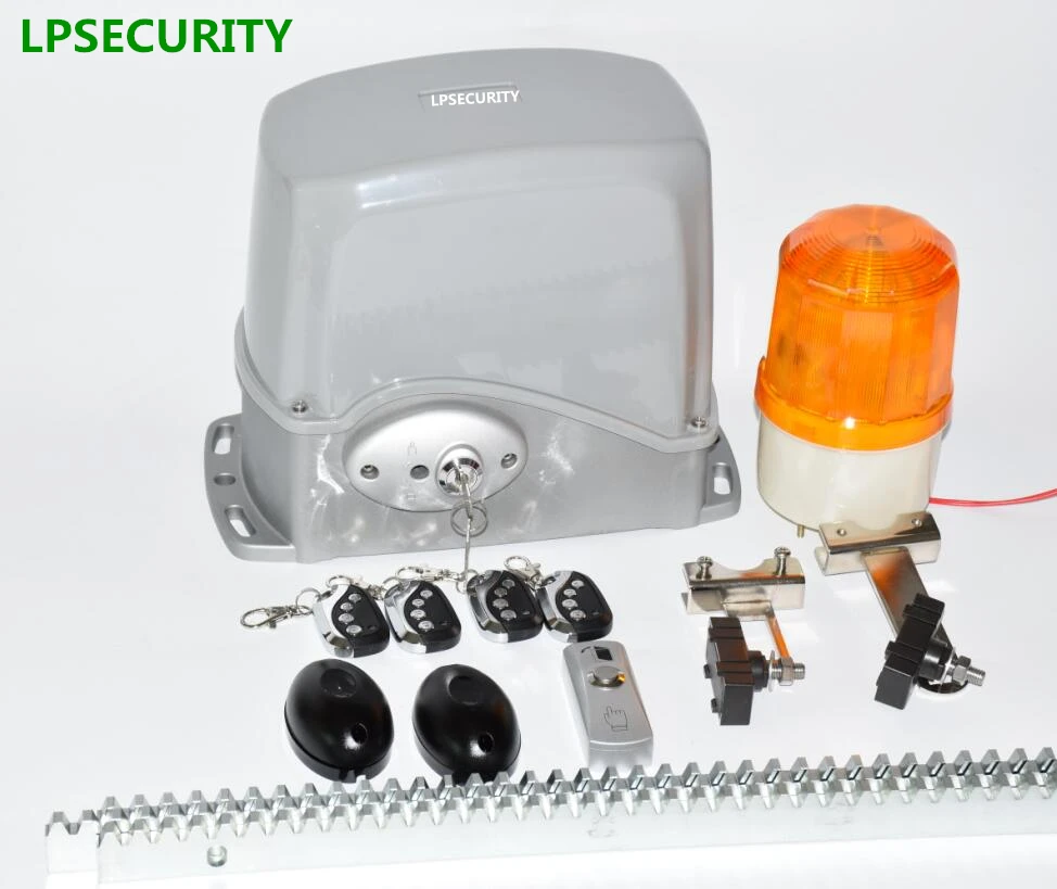 US $255.55 LPSECURITY Solar System 24VDC Motor Sliding Gate Opener 800Kg 6m Rack Rails Lamp PhotocellkeypadGSM Optional