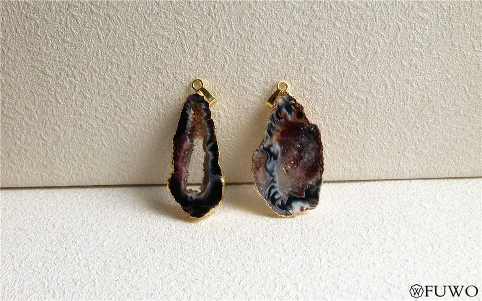 Druzy Geode Slice Pendant 9