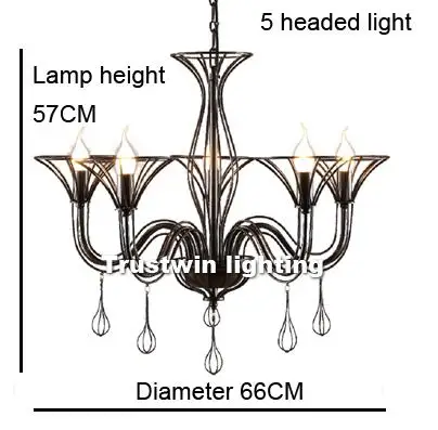 Европейский минимализм железная люстра светильник светодиодный подвесной светильник фойе столовая гостиная фойе черный светодиодный свечная люстра лампа - Цвет абажура: black 5 headed light
