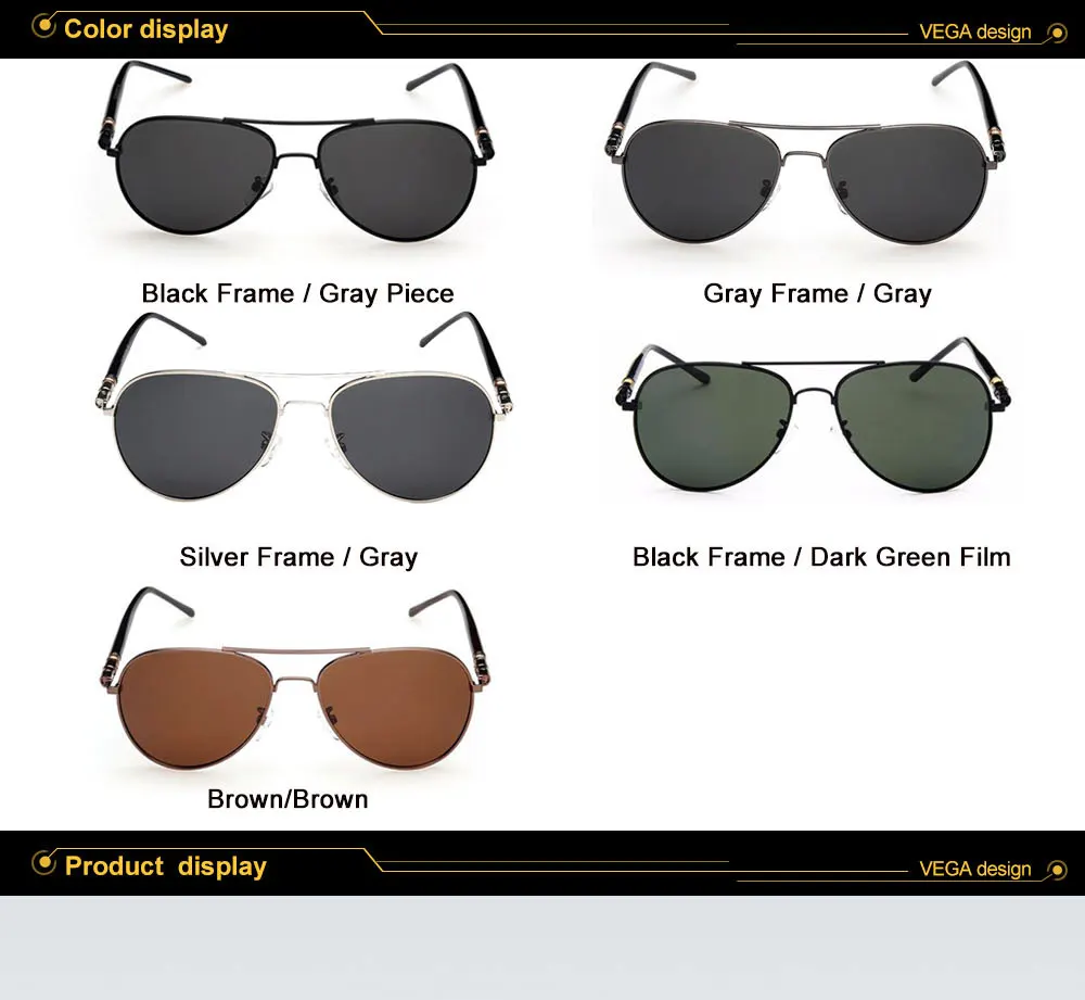 VEGA Eyewear Classic Aviation Sunglasses Polarized Authentic Navy Air Force Sunglasses Me ( (4)