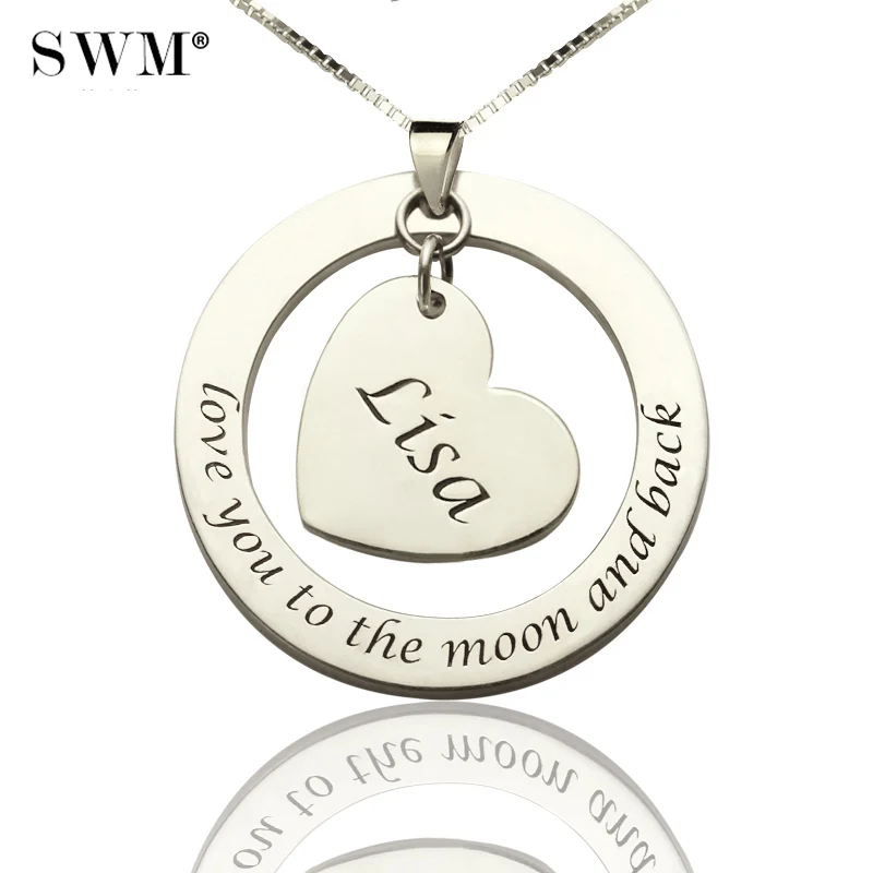 

Women's Custom Necklaces Circle Love Heart Suspensions Pendant Necklace Anniversary Kolye Collares Costume Jewelery Bijoux Chain