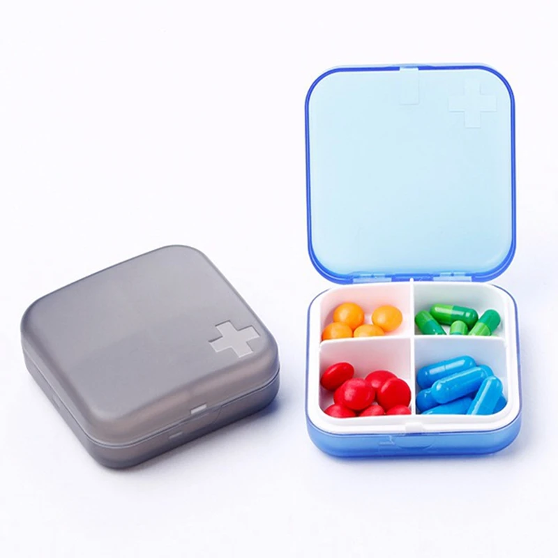 Portable Travel Pill Case Mini 4 Cells Pocket Medicine Organizer Box