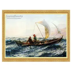 Рыбацкая лодка на море живописный поделки алмазов картина узор вышивки крестом полный квадратный алмаз вышивка Алмазная мозаика картина