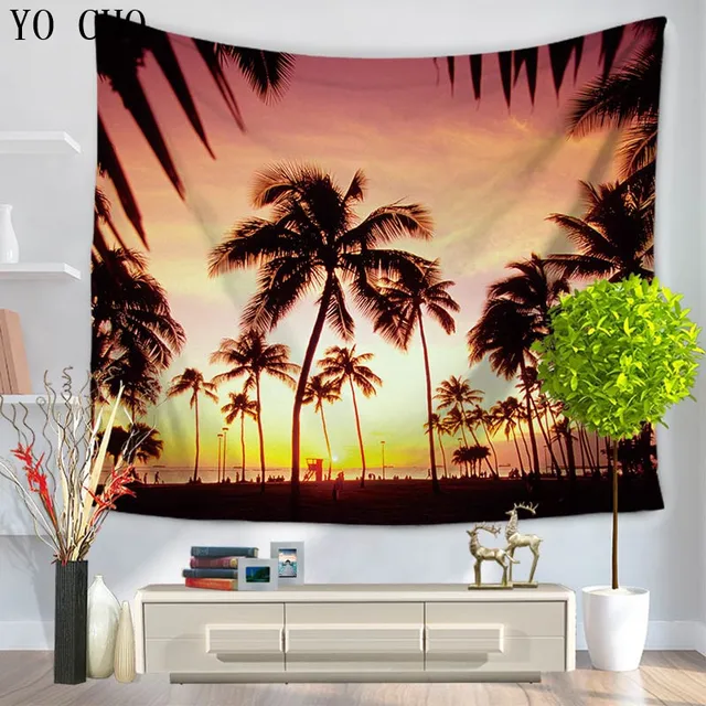 Yo Cho Sunshine Joy Epic Tropical Paradise Surf Wave Palm Tree Yo Cho Sunshine Joy Epic Tropical Paradise Surf Wave Palm Tree Tapestry Tablecloth Beach Sheet