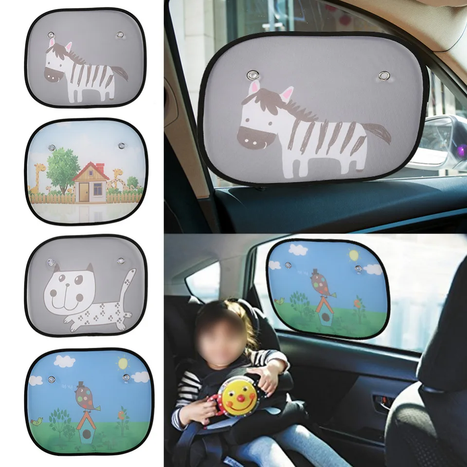 Quaant New Arrival Car-Styling Universal Car Sun Children Shade Curtain Suction Cup Cartoon Proof Side Window C