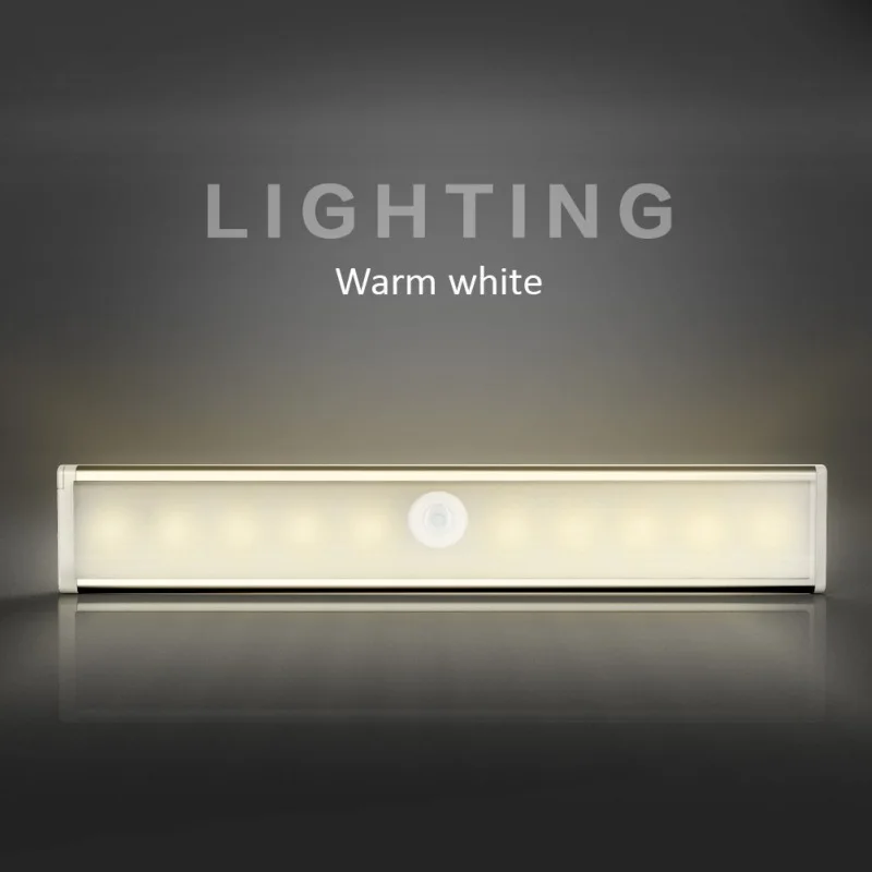 

10 LED Motion Sensor Night Light Potable Closet Lights Battery Powered Wireless Cabinet IR Infrared Motion Detector Wall Lamp