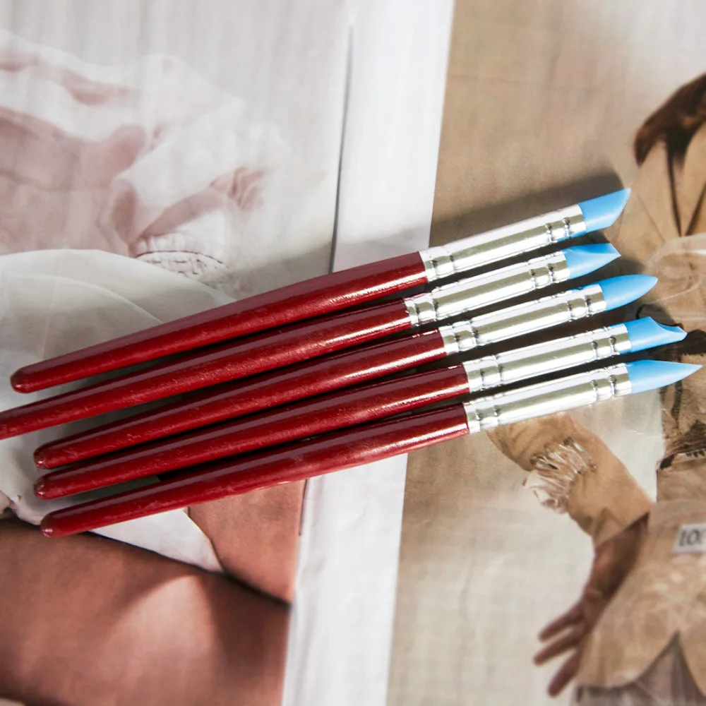 Хорошие 5 шт. инструменты для дизайна ногтей резьба скульптура инструменты для скульптуры торт масла резиновая ручка-кисть инструмент