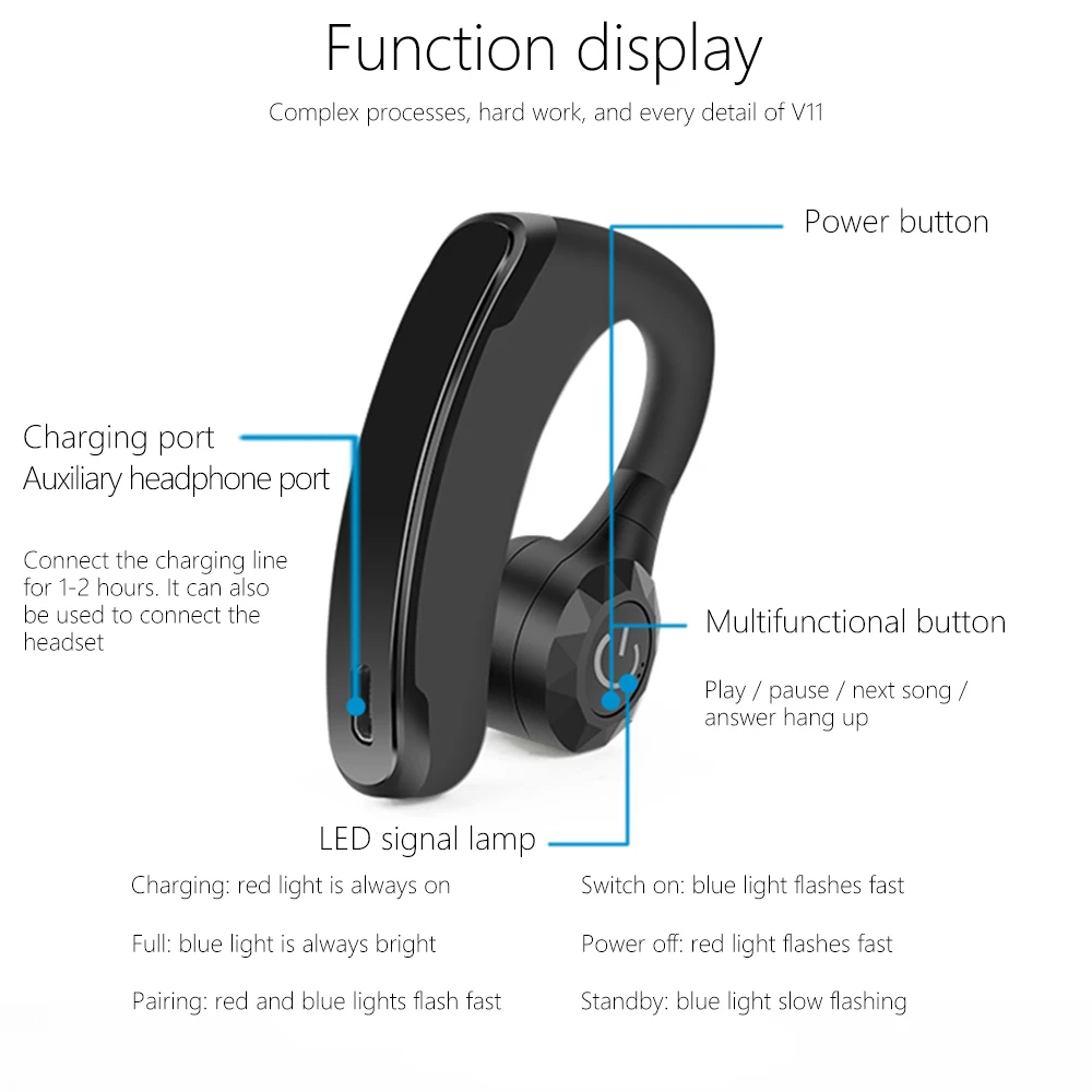 Наушники Heaton с Bluetooth, гарнитура для офиса, бизнеса, свободные руки, Bluetooth наушники с микрофоном, музыкальные наушники для телефона, планшета, ПК