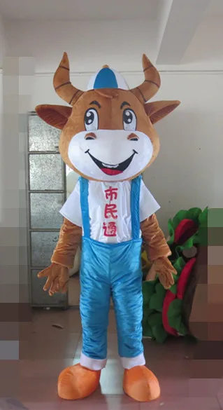 

Latest high quality Fancytrader Real Pictures! Super High Quality Deluxe Cow Mascot Costume Halloween Holiday special clothing