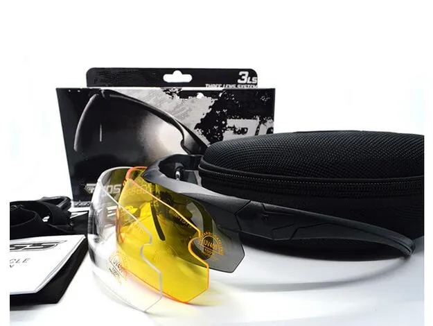 Best quality TR-90 Brand 3 Lens Army CS Goggles Sport Men Sunglasses Eyewear Protector Outdoor Gafas Ciclismo Sports Glasses