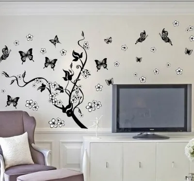 

European pure black flower cane sent 10 butterfly background wall Decal stickers on the wall