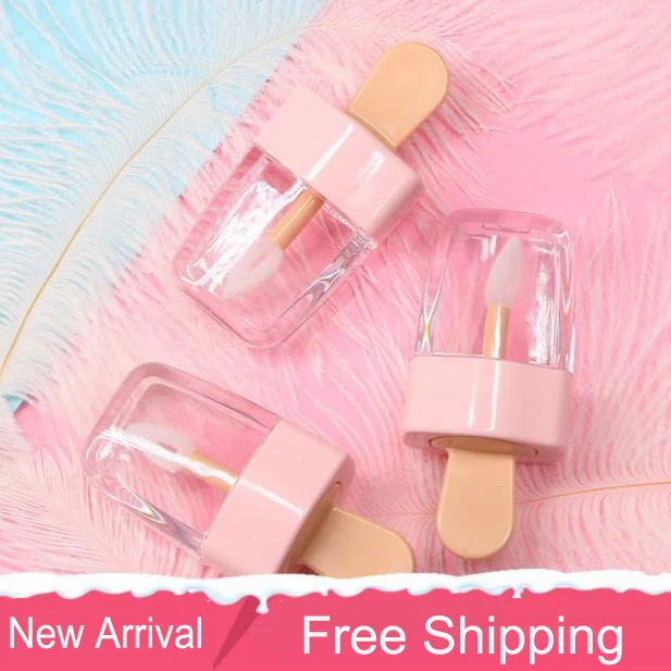 

Free shipping PP lip Gloss tubes Pink cap DIY Empty Lip balm tube,Ice Cream Shape Lip glaze bottle,Cosmetic Packing container