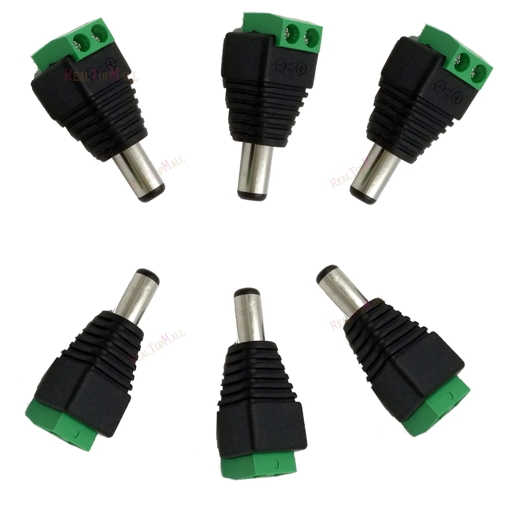 100Pcs/lot 2.1mm DC Connector CCTV Male Plug Adapter Cable UTP Camera Video Balun Connector