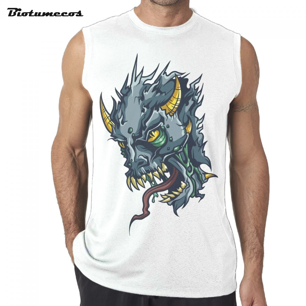 Tank Top Men Cotton Brand Sleeveless Undershirts The skull head with