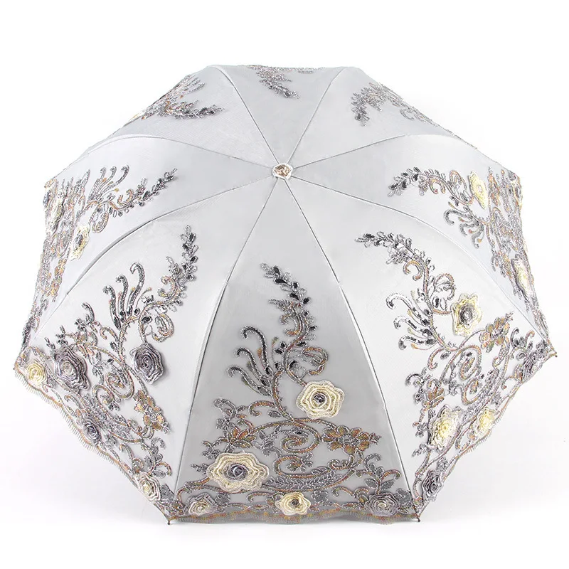 14 цветов цветок сливы зонтик кружева три складной зонтик УФ бренд Солнечный/дождь зонтик зонт от солнца с кружевами дождь женский
