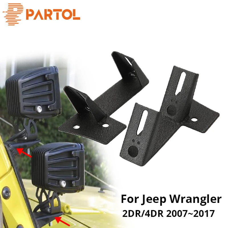 

Partol 2pcs A-pillar Mounts For Led Work Light Driving Lamp LED Spotlight Mounting Brackets For Jeep Wrangler 2DR/4DR 2007-2015