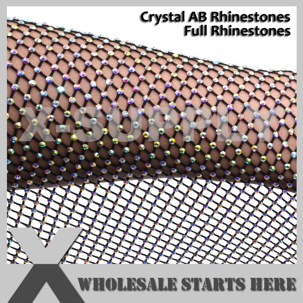 

Crystal AB Rhinestone Net Fabric Mesh Sheet for Shoes,Clothes,Coverings