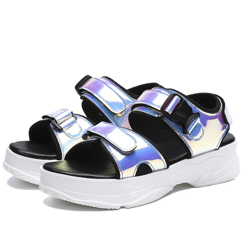 RASMEUP Women's Flat Platform Sandals Summer Fashion Women Chunky Sandal 2019 Roman Thick Sole Woman Shoes Casual Lady Footwear