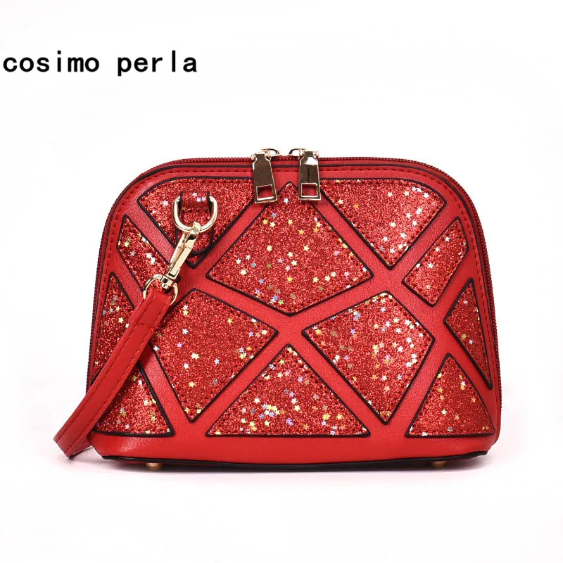 

Luxury Fashion Designer Flap Shell Bags Single Shoulder Women Messenger Bags PU Leather Star Pattern Sequins Mini Party Purse