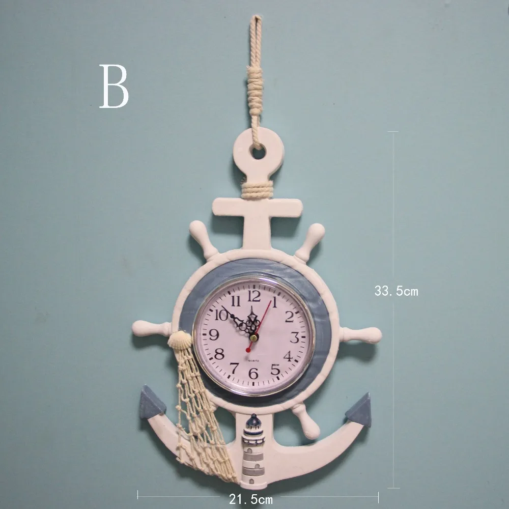 Часы в форме якоря Пляж Морская тема морской корабль колесо рулевое колесо Декор Настенный декор магазин при фабрике