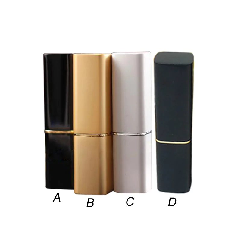 

50pcs/lot empty aluminum lip stick tube 5g , Matte Black/Shiny Black/Matte Gold color high end square lipstick container