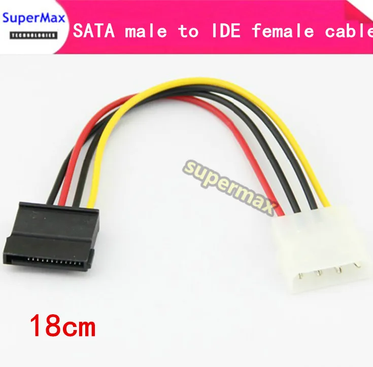 15 Pin Sata Male to Sata Female and 4Pin LP4 Power Splitter Cable 18cm