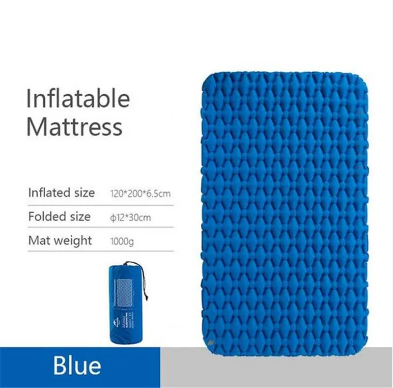 Naturehike Сверхлегкий портативный складной походный туристический Кемпинг надувной коврик спальный коврик открытый песок свободный пляжный матрас - Цвет: Double Blue Mat