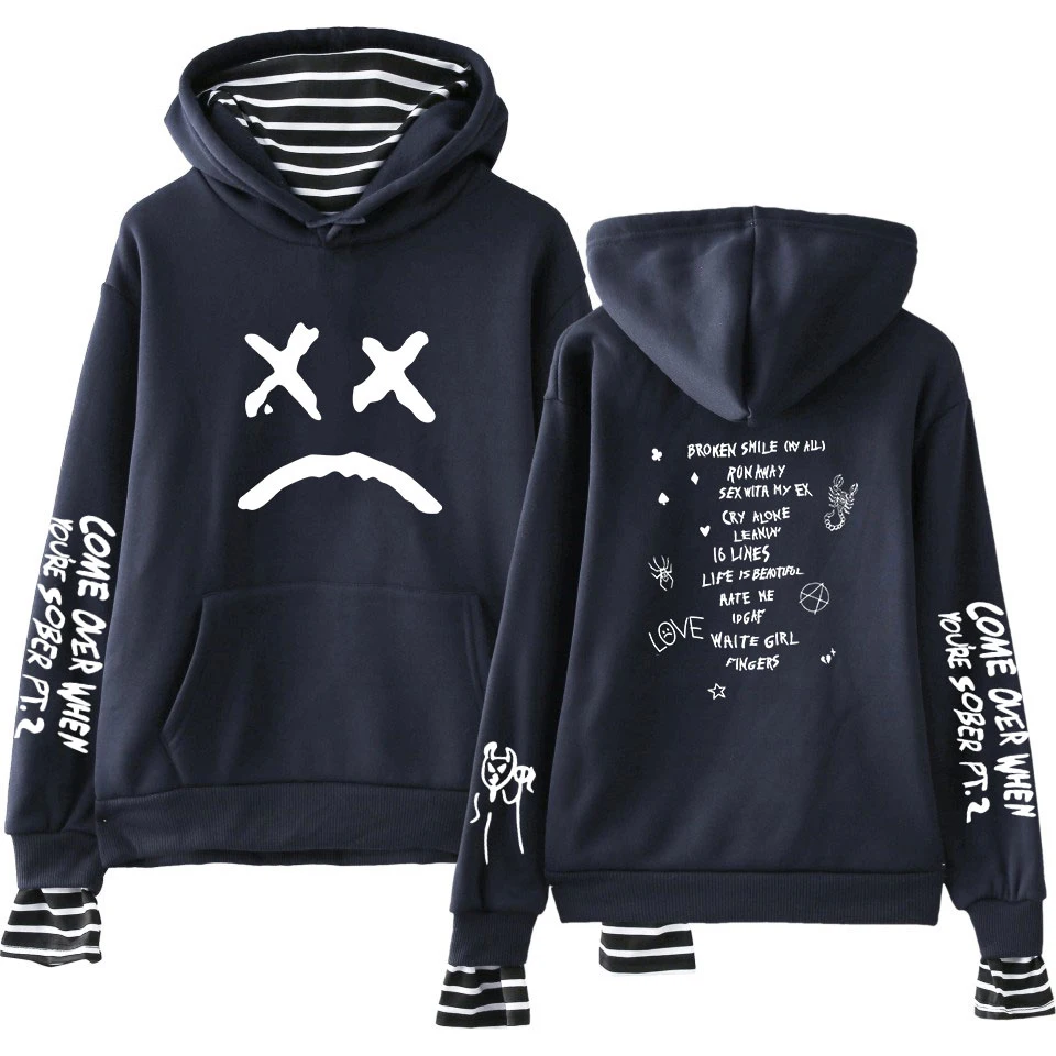 Свитшот с принтом Lil Peep худи имитацией двух предметов Осенний свитшот для мужчин