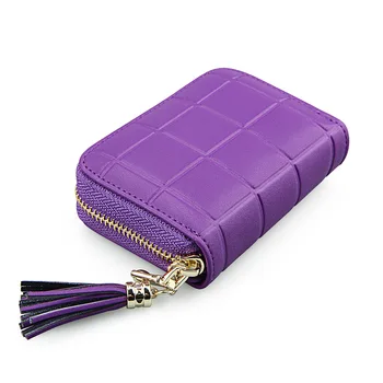 

high quality tassel pendant anti-magnetic RFID cow leather card set cute purse organ women small card holder wallet female purse