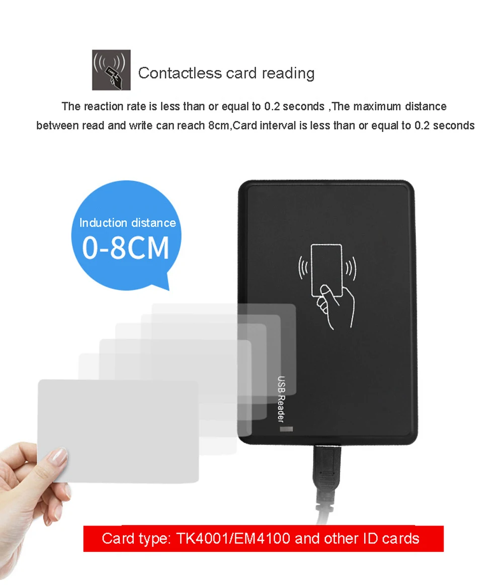 125 кГц RFID считыватель EM4100 USB близость Сенсор Smart Card Reader Нет Привод выдачи для доступа Управление