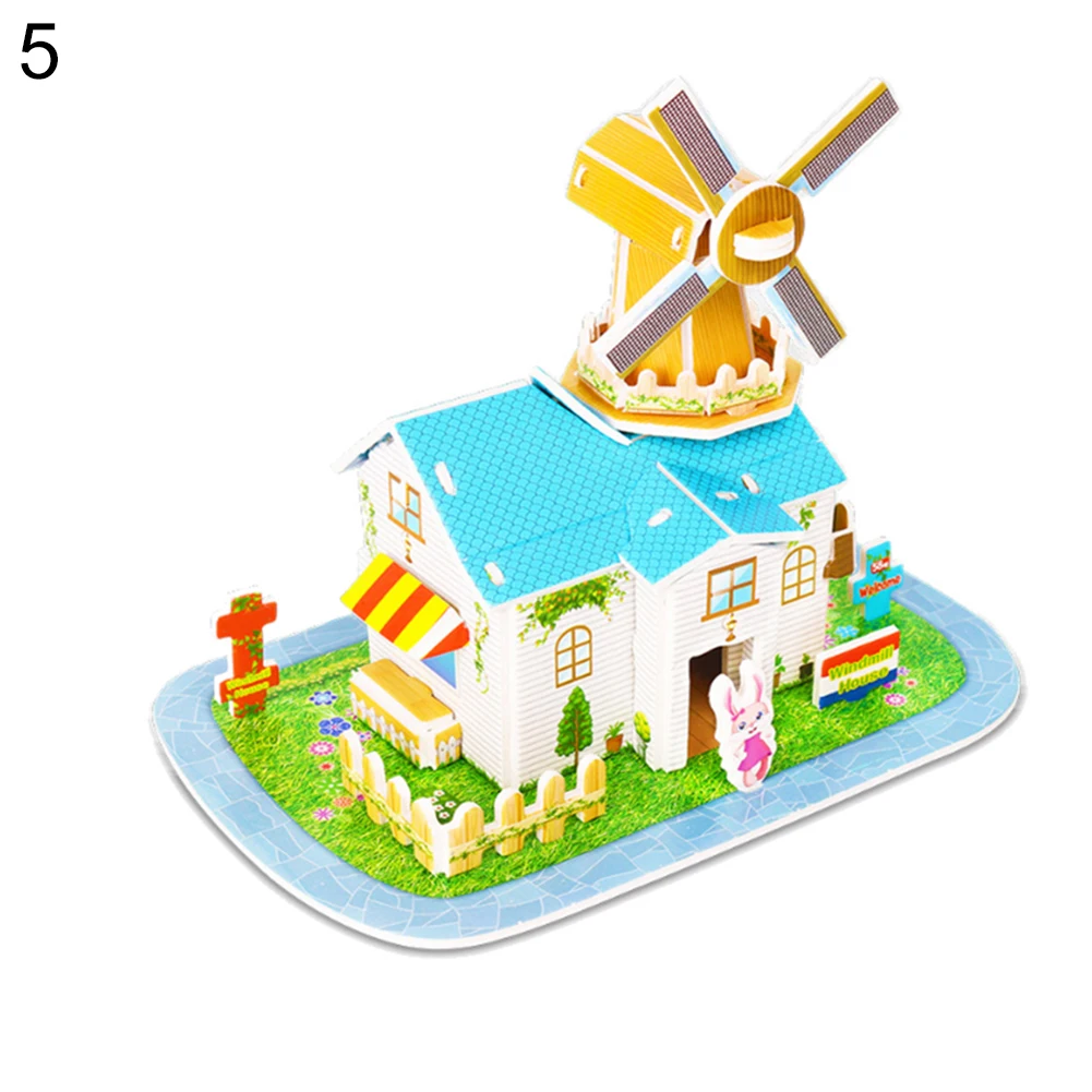Мода 1 компл. головоломки собрать модель мультфильм здание замка Развивающие детские игрушки
