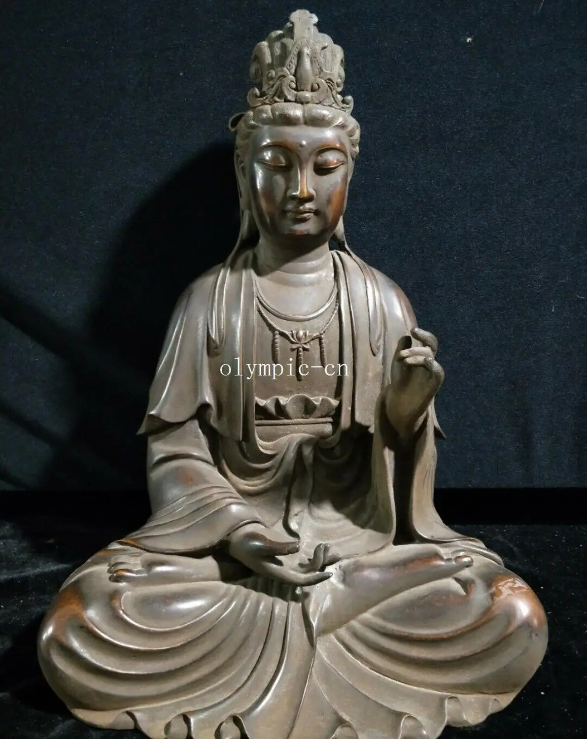 19'' pure red copper carvings tibet buddhism Avalokitesvara Guanyin Kwan-yin