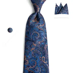 DiBanGu темно-синий Мужские Галстуки Ханки Набор Запонок галстук шириной 8 см галстуки Gravatas шеи галстук для формальных и деловых встреч и