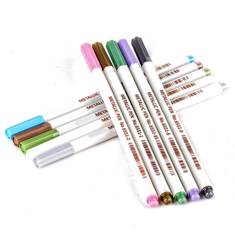 10x Color Marker Pen Brush Marker Pen Plastic Water Color Metallic Sketch Stationery Art Marker Brush Tip Pen Pencil Set