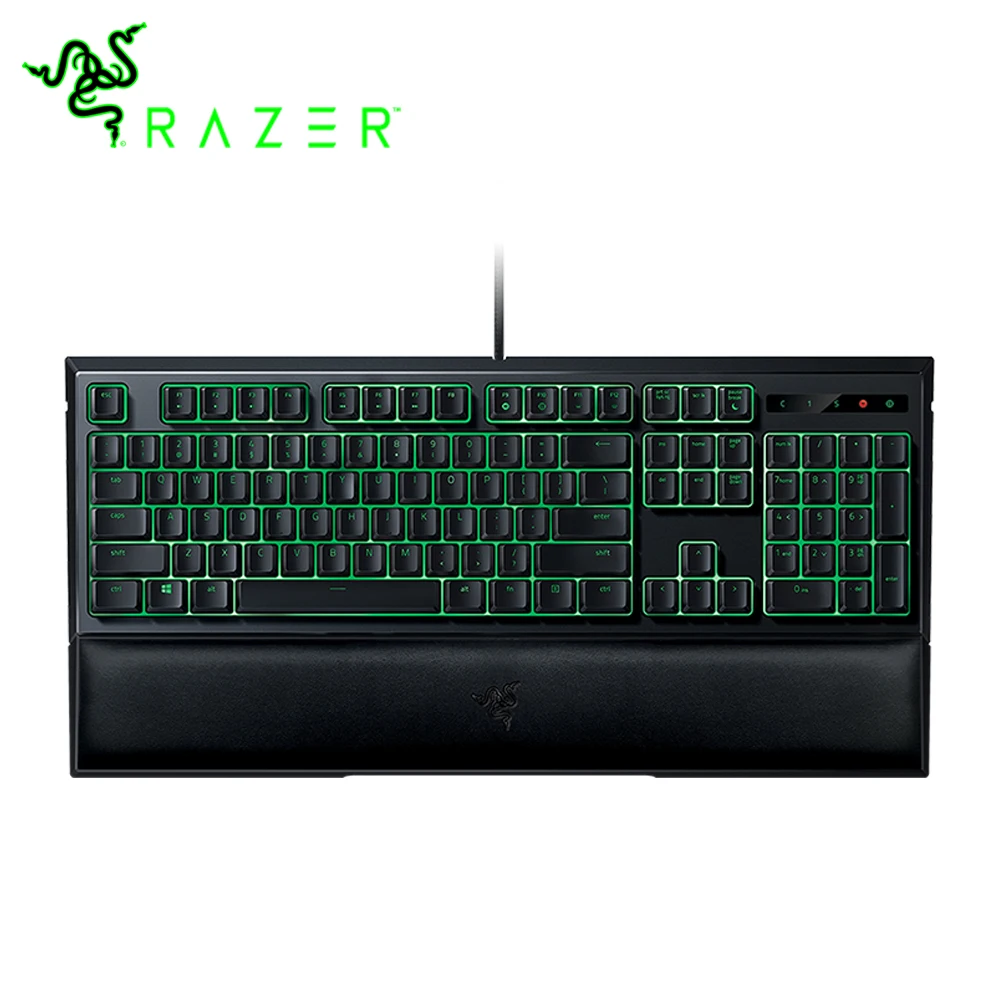 

Razer Ornata Membrane Gaming Keyboard 104 Keys Mid-Height Keycaps Wrist Rest Green Blacklight Keyboard for Tablet/Laptop/Desktop