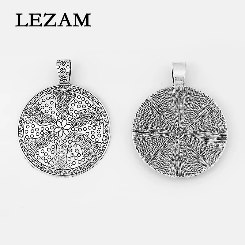 

2pcs Fashion Pendant Boho Bohemia Flower Ethnic Tribe Round Pendant For Pendant Necklace Jewelry Making Material 53x53mm