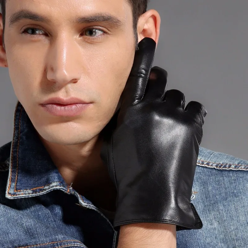 Gours перчатки для сенсорного экрана зимние модные новые мужские перчатки для вождения из натуральной кожи козья кожа черные бархатные теплые перчатки GSM006