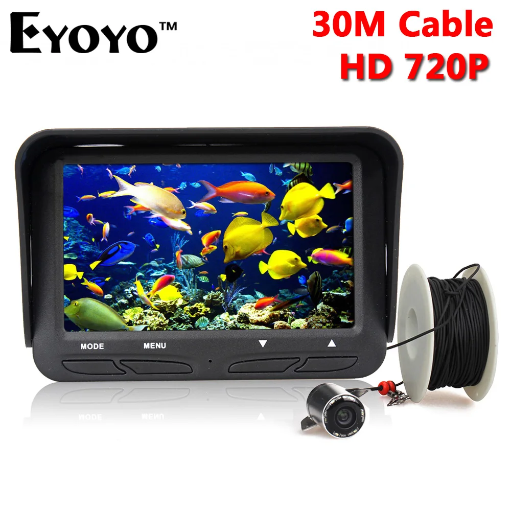 Eyoyo 30m 720P Professional Underwater Ice Fishing Camera Night Vision Fish Finder 6 Infrared LED 4.3 inch LCD Monitor