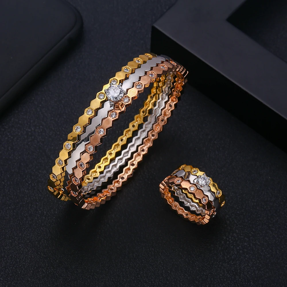 Jankely Роскошные в форме пчелы браслет кольцо наборы Мода Дубай серебряные свадебные комплекты украшений для женщин Свадебные brincos para as mulheres