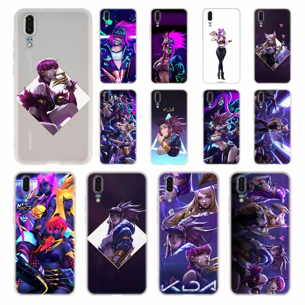 

lol League of Legends kda kaisa Ahri akali Evelynn Phone Case For Huawei P8 P9 Lite 2017 P10 P20 P30 Lite Plus Pro Cover Soft