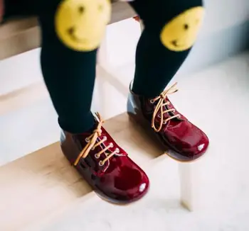 

New Leather Children casual shoes high quality Party Girls shoes Non-slip children Martin boots Lace-Up kids moccasins 2-5 years