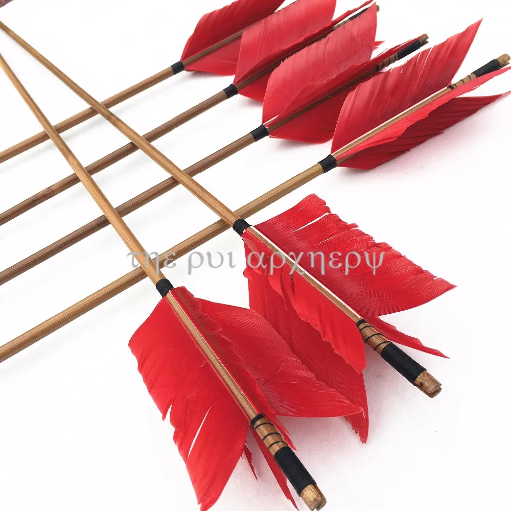 For Practice Targeting Hunting 32inch 6/12/24pcs Flu ArrowsTraditional Bamboo Arrow 4 Feathers Fletching