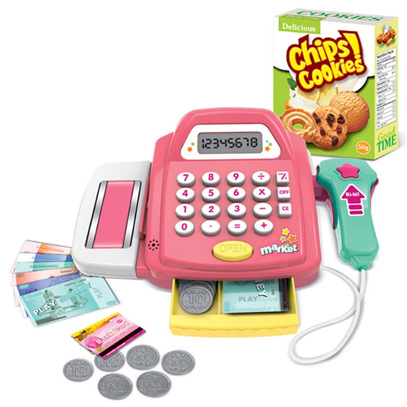 

1Set Mini Simulated Supermarket Checkout Counter Role Kids Cash Register Cashier Pretend Play Children Early Educational Toy
