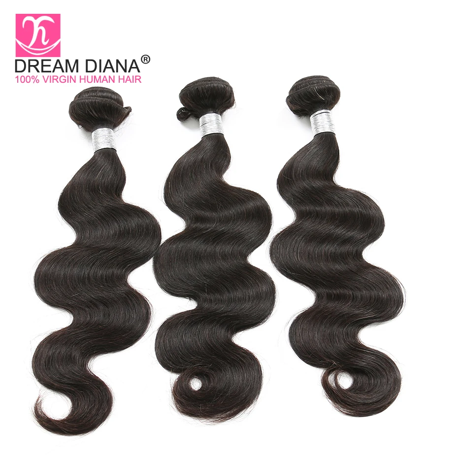 DreamDiana малазийские объемные волнистые 3 пучка натуральные черные волосы Remy пучки