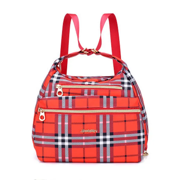 Многофункциональная женская сумка из нейлоновой ткани, многослойная водонепроницаемая сумка на одно плечо, сумка-мессенджер, Прямая поставка - Цвет: Red grid