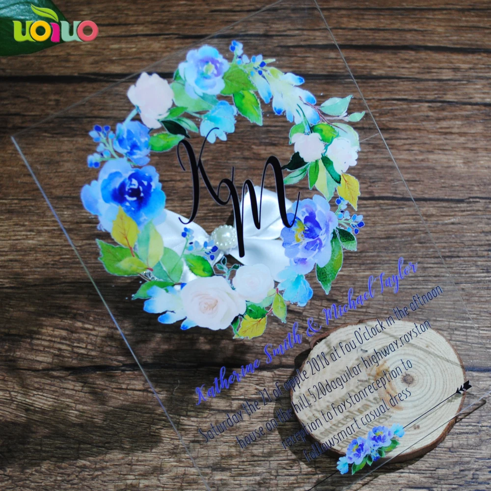  10pcs popular clear acylic invitation card laser cut lace floweral wedding invitations 3d cards mod - 32917396482